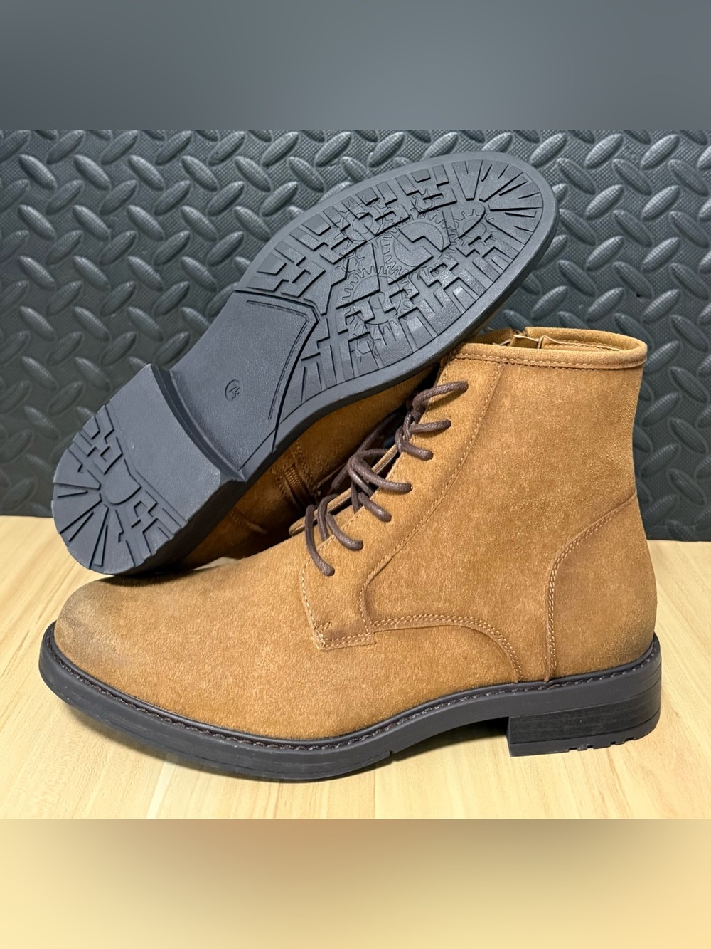 Cliffs by White Mountain Ankle Suede Zip Up Lace Brown Boots Mens Size 7.5‎